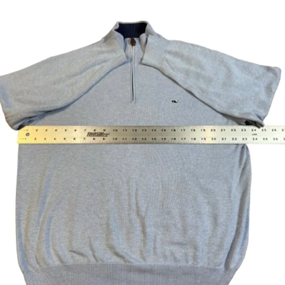 Vineyard Vines Light Blue Quarter Zip Quiet Luxury Preppy Men's Sweater (Size L) - Picture 7 of 13